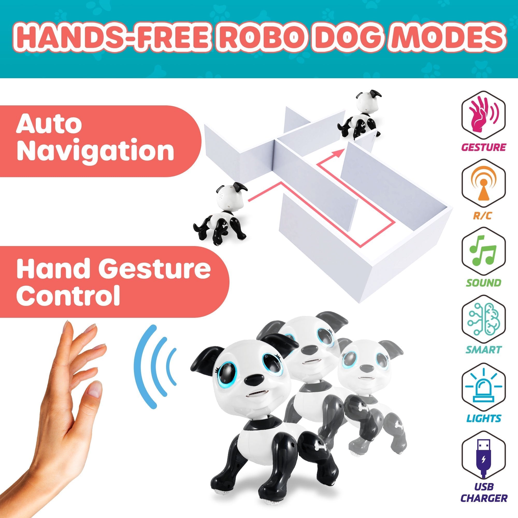 USA Toyz Robo Pets Puppy Toy - Black